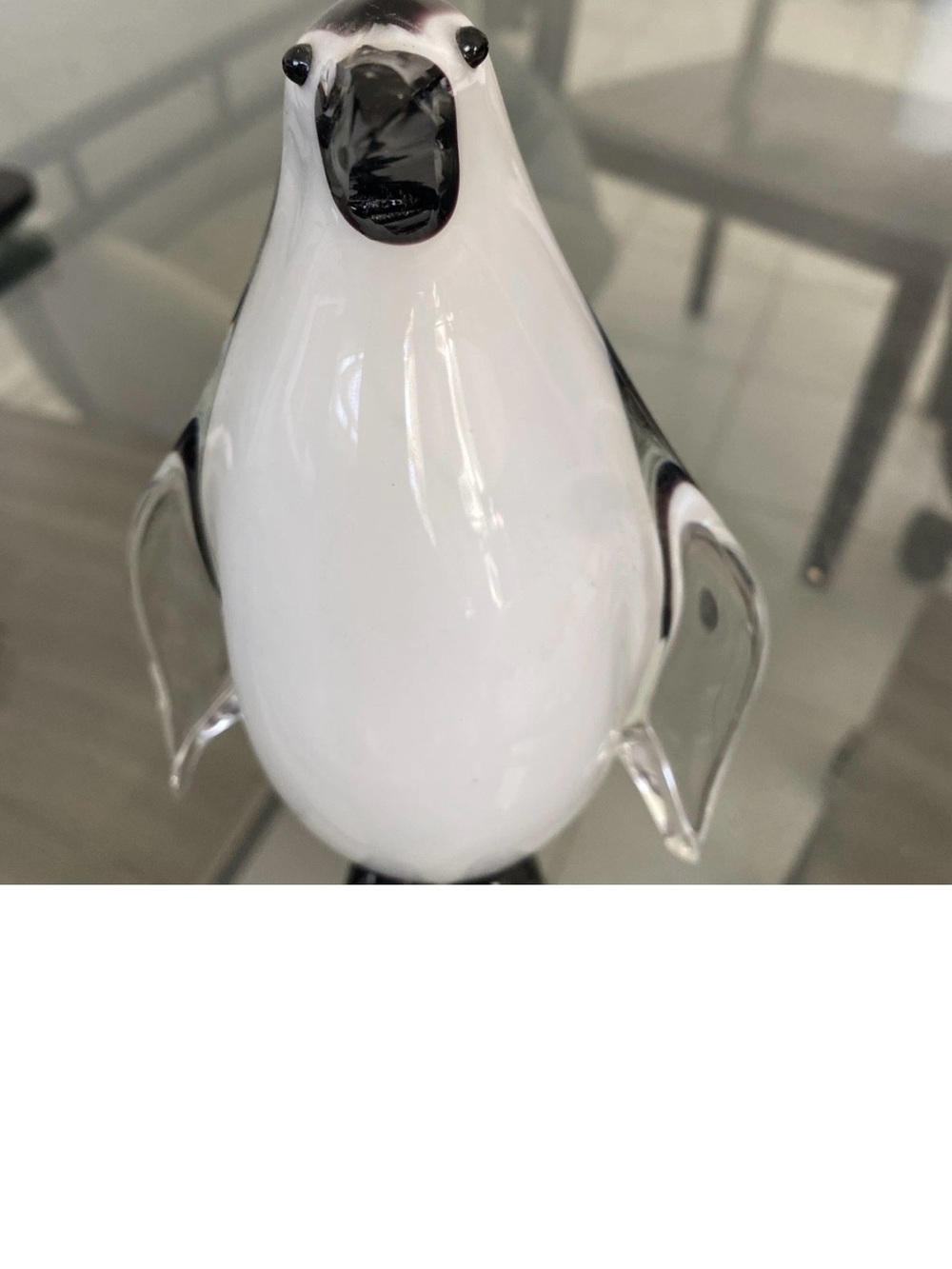 Handblown Glass Penguin Figurine in White and Black Italy glass